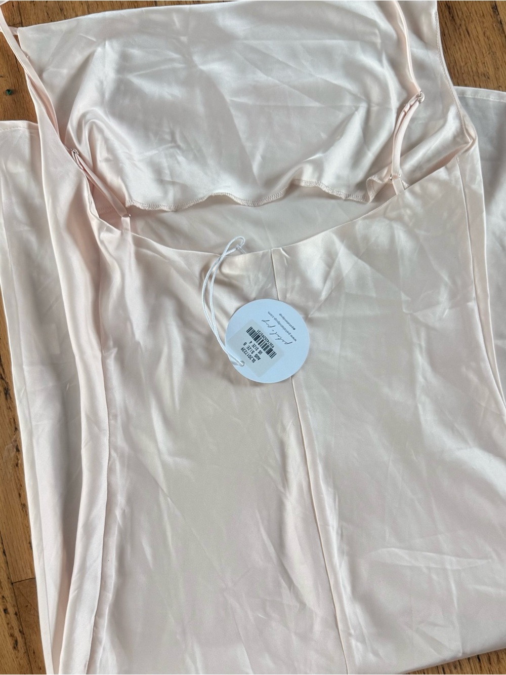 Petal & Pup Pale Blush Satin Backless Slip Dress